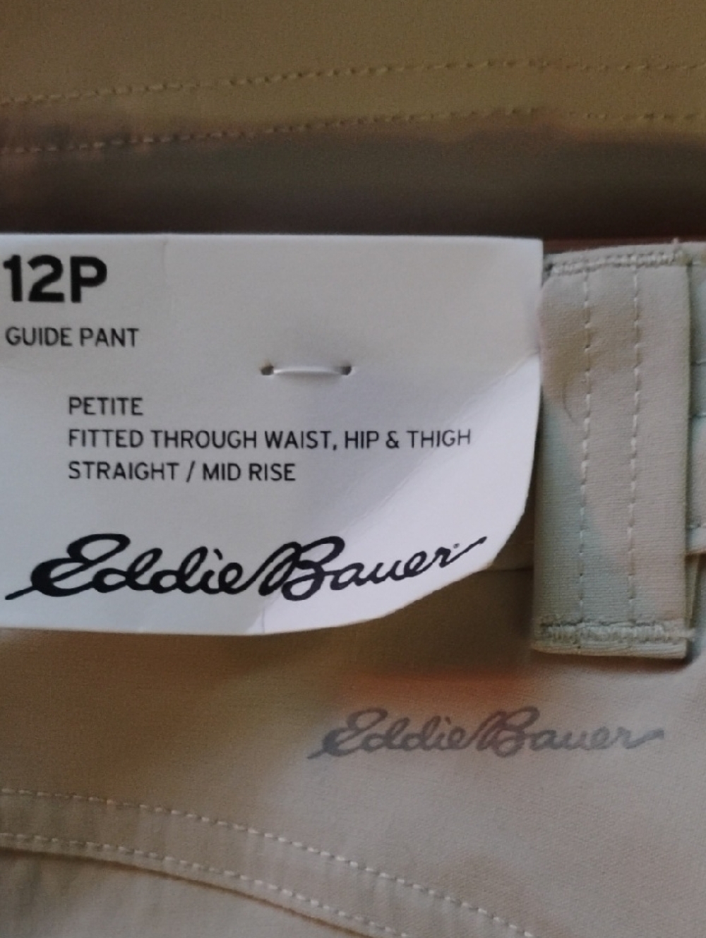 Eddie Bauer NWT Light Beige Casual Pants Petite Straight Mid Rise Sz 12p - Picture 5 of 7